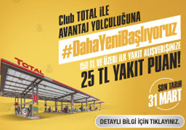 Club TotalEnergies 25TL Değerinde Yakıt Puan Hediye!