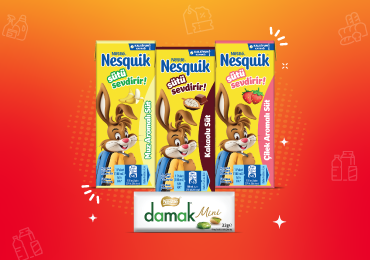 Nestle Damak Mini 60 TL ve Nestle Nesquık 180 ml Süt Çeşitleri 30 TL